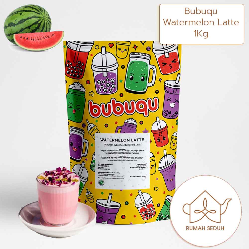 

1Kg Bubuqu Watermelon Latte Powder Drink - Minuman Bubuk Rasa Susu Semangka