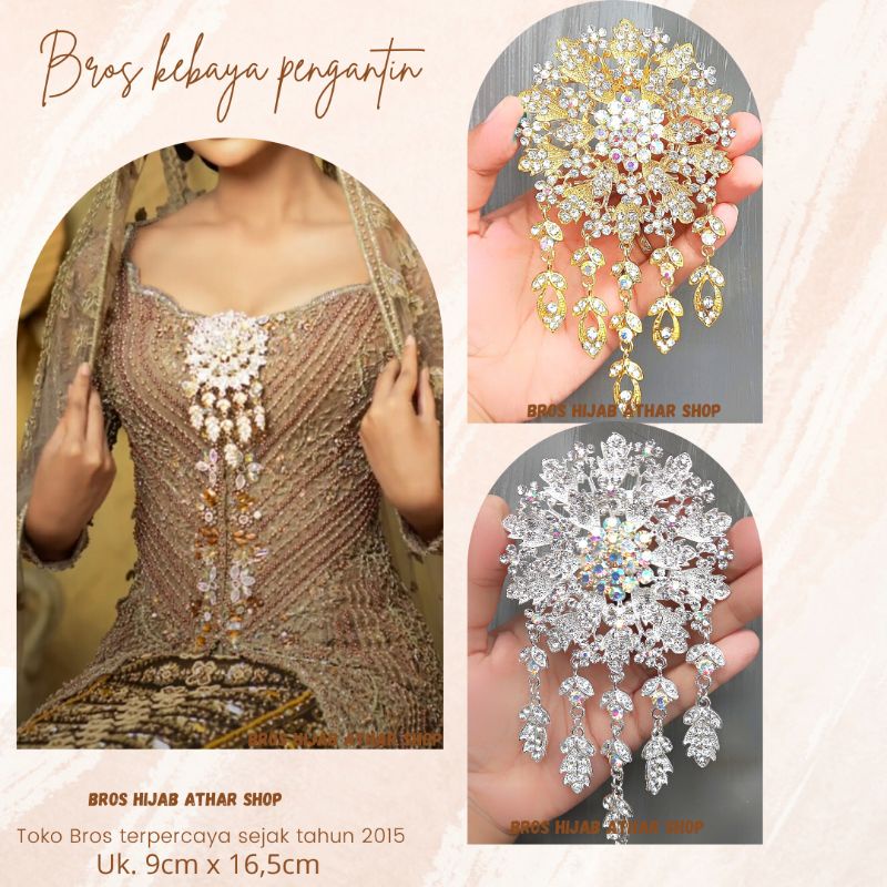 Bros Kebaya Pengantin/Bross Besar/Bros Bunga Juntai /Bros Mewah Kutubaru Emas Perak Jumbo