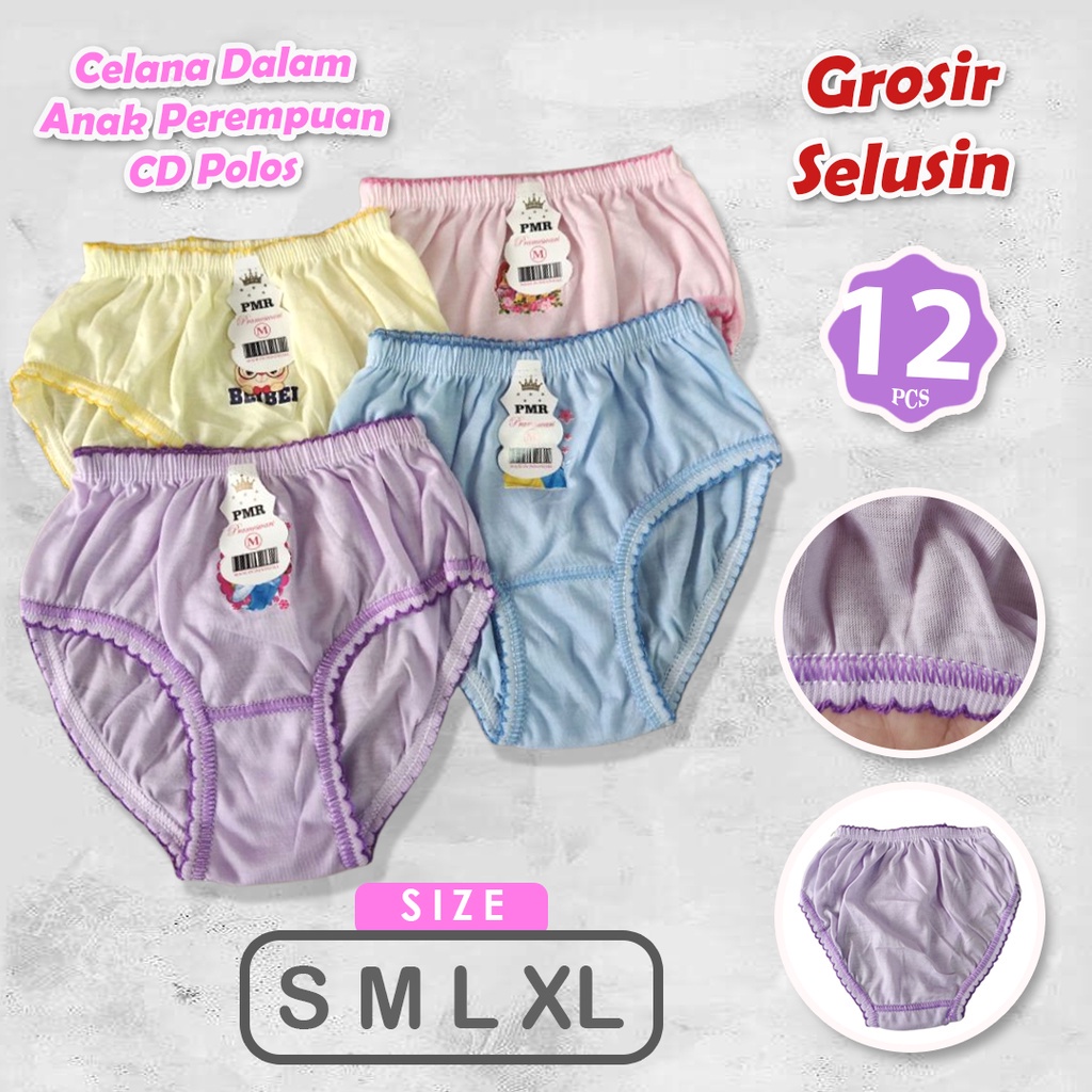 12 Pcs CD PMR | celana dalam anak perempuan Size S M L XL