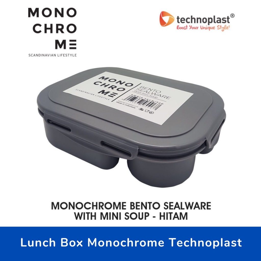 Kotak Makan / Lunch Box Bento Monochrome Technoplast dengan Wadah Sup