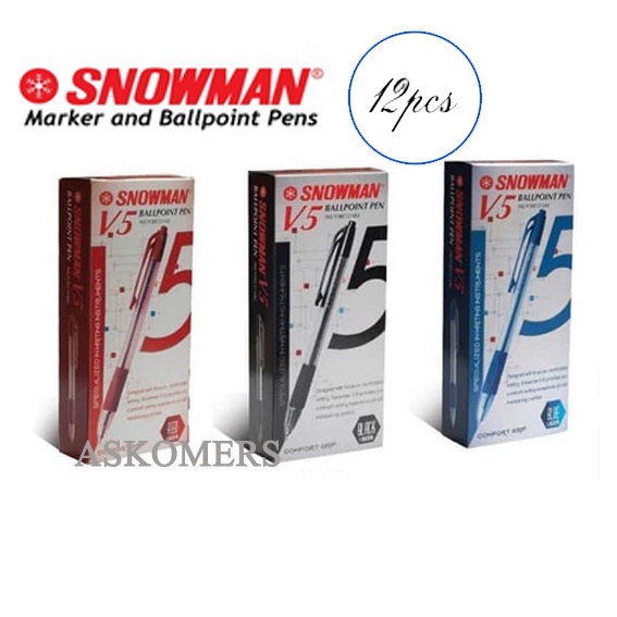

PENA SNOWMAN V5 (12 PCS) [BIRU, HITAM] (124 315 024)