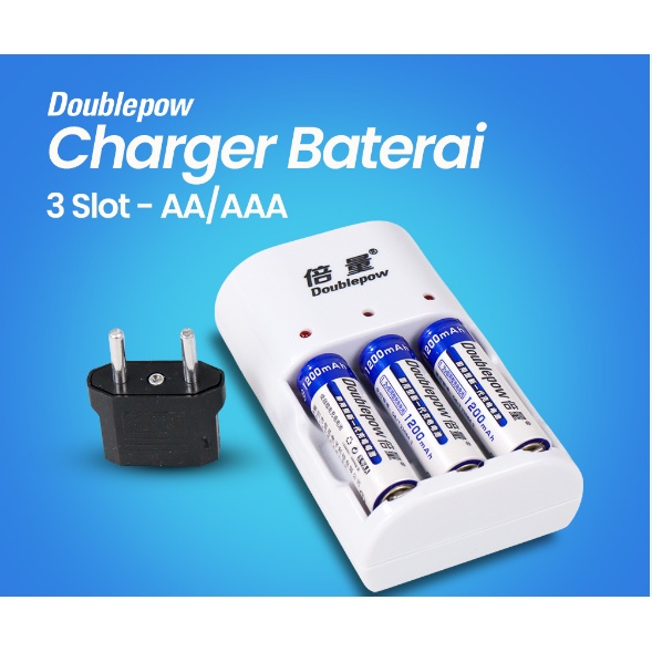 Charger Baterai Batre Doublepow Cas Casan AA A2 AAA A3 Isi Ulang  2 3 4 6 8 Slot Dengan Indikator LED Rechargeable Colok 220V