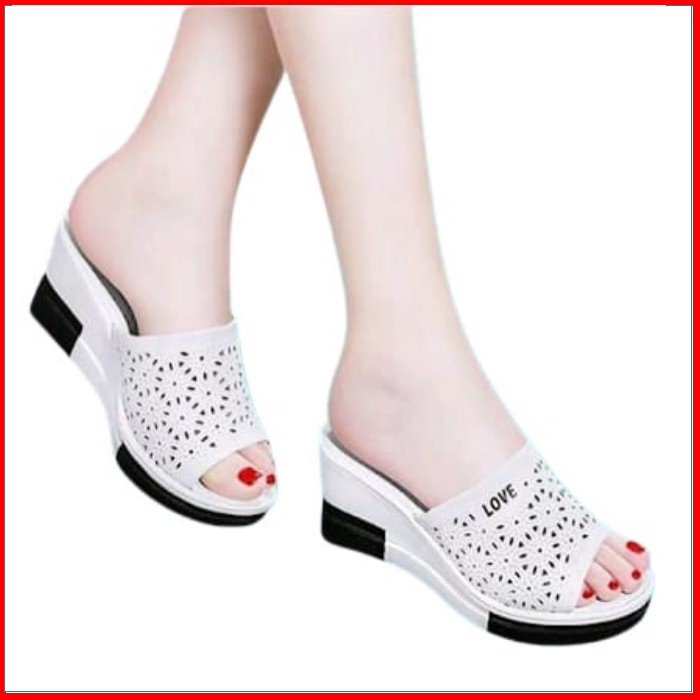 Sendal Teplek Us 74 Wanita Wedges Laser Kasual 37-41 Hitam 140
