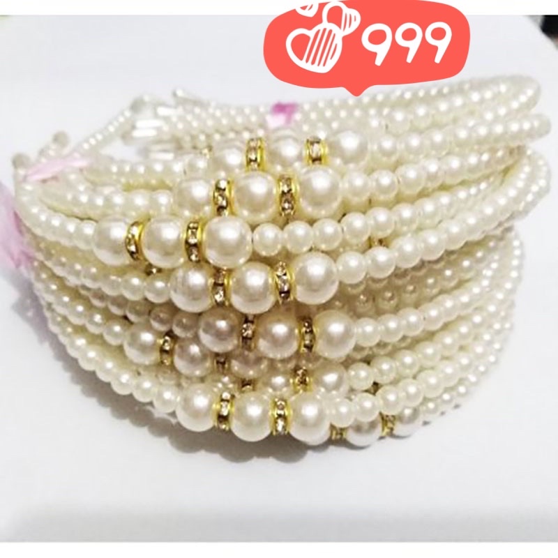 GRATIS ONGKIR READY 2 warna (Bisa kirim instant COD Medan Termurah) Best Seller Bando Korea Mutiara Pearl Headband Korean Hair Band | Putih | Pink