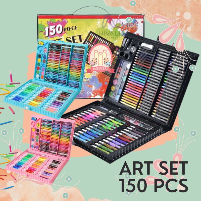 

ART SET 150 PACKS PENSIL WARNA CRAYON OIL PASTEL CAT AIR ANAK SUPER LENGKAP