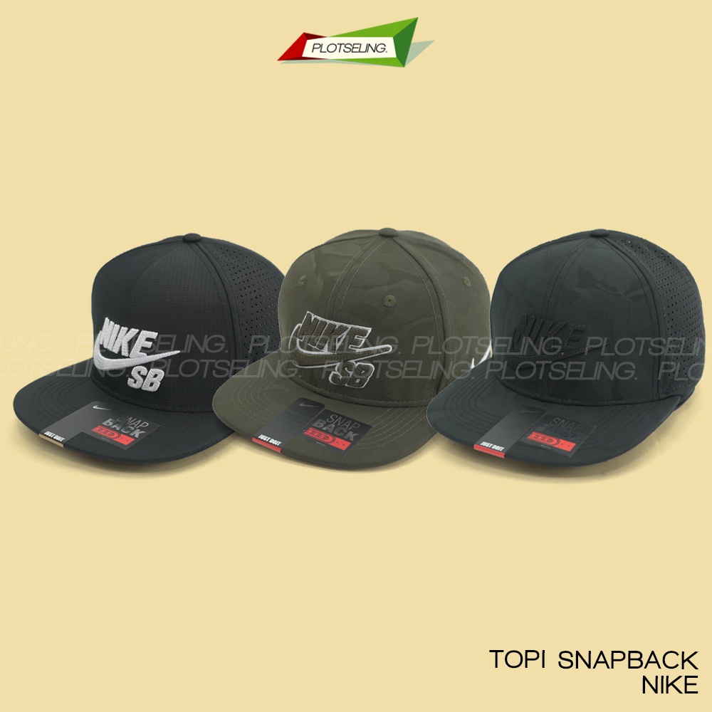 Topi Snapback NIKE Sport Pria Wanita Black Green Camo Laser Baseball Cap Distro Premium Grade Unisex