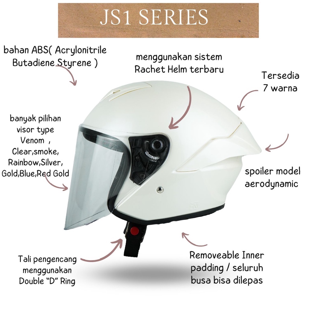 HELM JITSU JS1 SERIES SOFT PINK SNI KACA REDGOLD