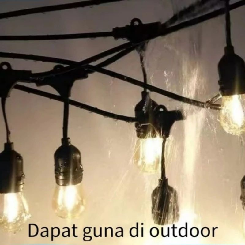 Kabel Fitting Lampu Cafe Gantung Panjang 10Meter 10Fitting  Dekorasi Outdoor Indoor