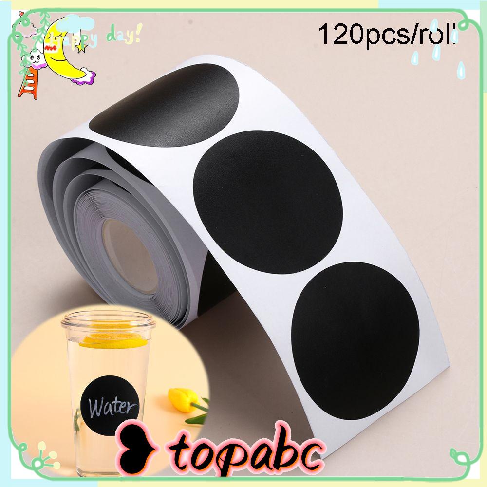 Top 120pcs/roll Label Bulat Stiker Tahan Air Selai Toples Papan Tulis Blackboard Label