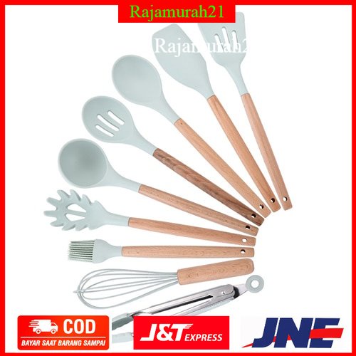 Cooking Tools Set Spatula Alat Masak Dapur Kitchen Utensils Silicon 9 PCS - KT397 - Blue - 7RHXBRBL