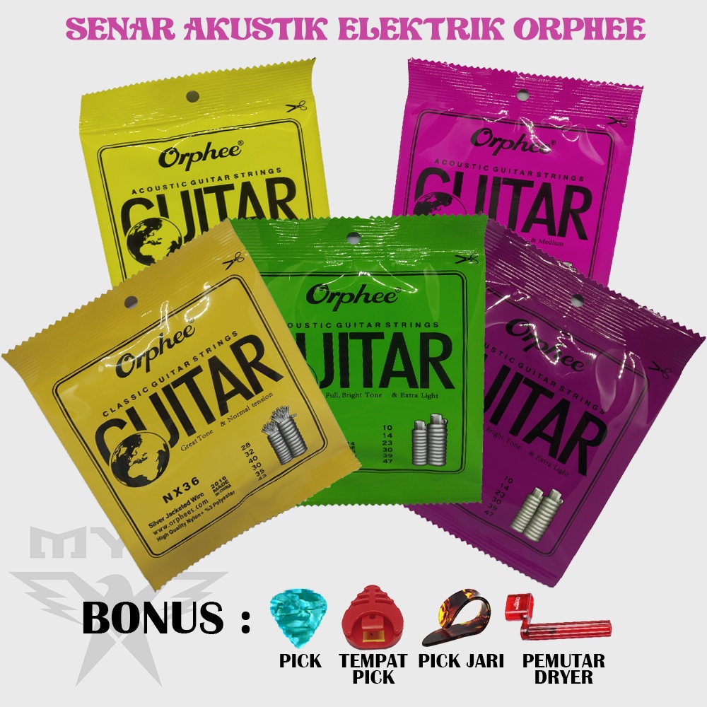 Senar gitar orphee akustik kemasan plastik 1 sett