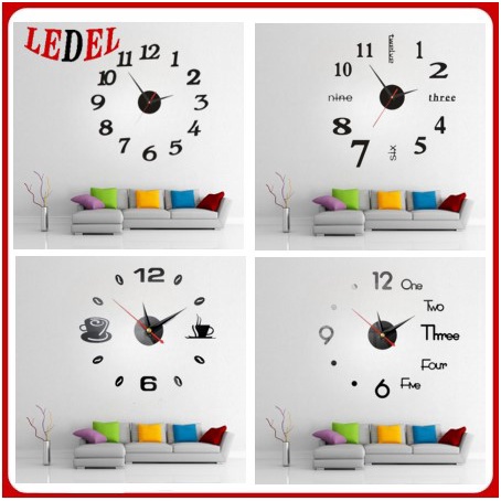 DIY wall clock / Jam Dinding tempel / jam 3d time kantor kamar rumah Diameter 40cm Silent Original 3D