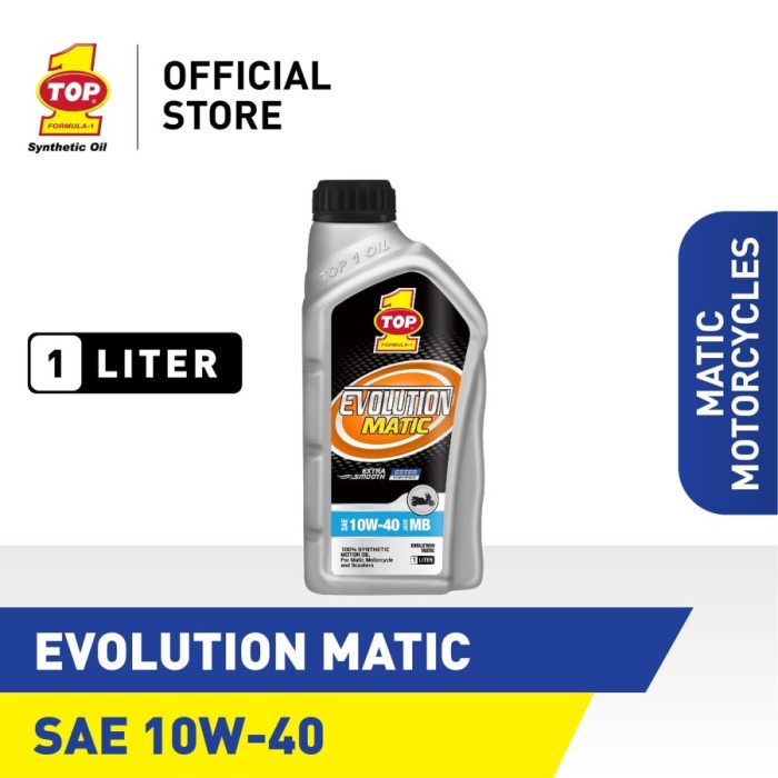 Oli Motor Matic Matik Scooter Top 1 Top1 Evolution Matic 10W-40 1Liter #Original