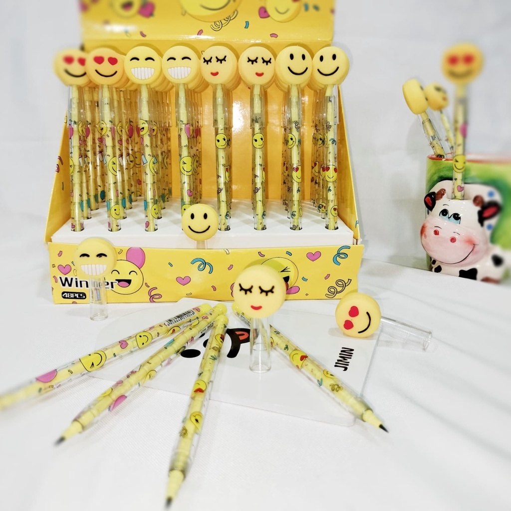 PENSIL SUSUN EMOJI CUTE LUCU MOTIF UNIK ALAT TULIS ANAK HARGA TERMURAH PENSIL IMUT BENTUK EMOTICON STATIONARY FANCY BEST QUALITY LIMITED EDITION READY GROSIR DAN COD