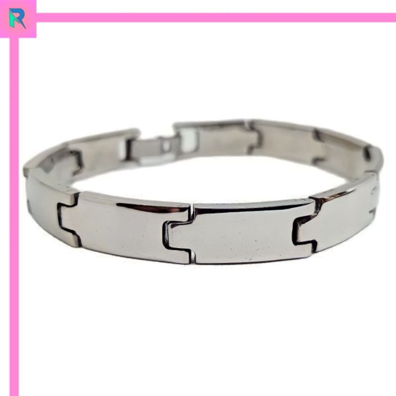 GELANG BESI PUTIH MODEL RANTAI JAM TANGAN GELANG PRIA TERBARU