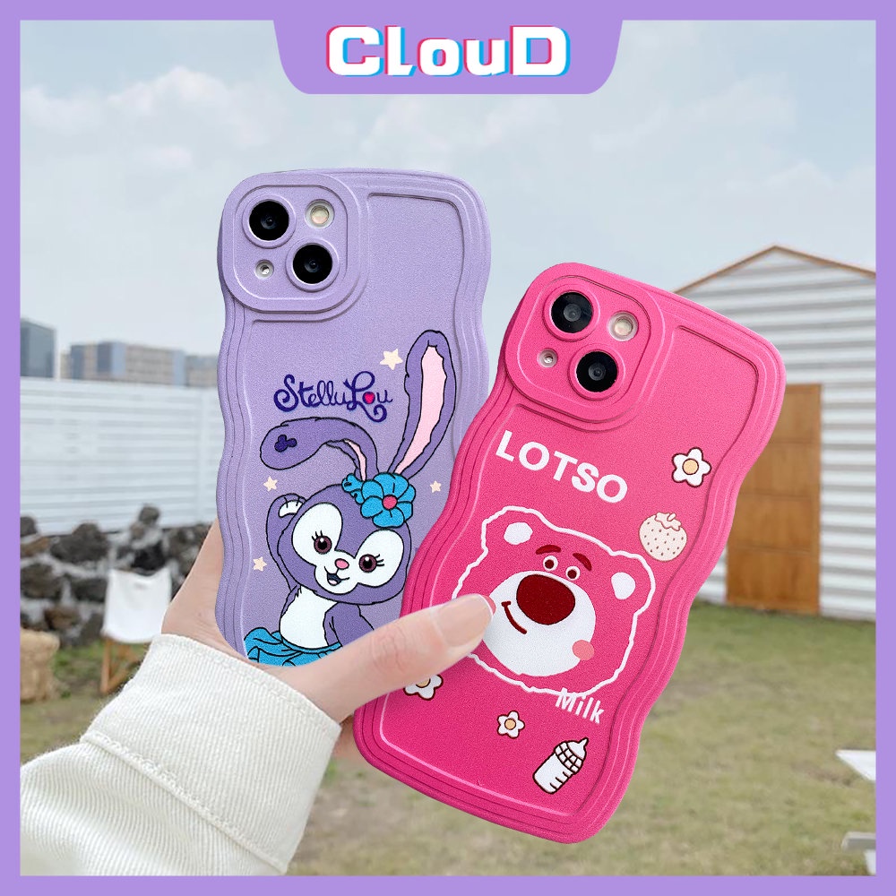 Cute Strawberry Bear Wavy Edge Case Realme C33 C30 C25Y C25 C11 C25s C35 C21Y C20 C12 C15 9i 10 5i 9 Pro+9 5 6i 8Pro 7 8i 7i 8 C3 C1 C20A C20A Kartun StellaLou Lembut Tpu Cover