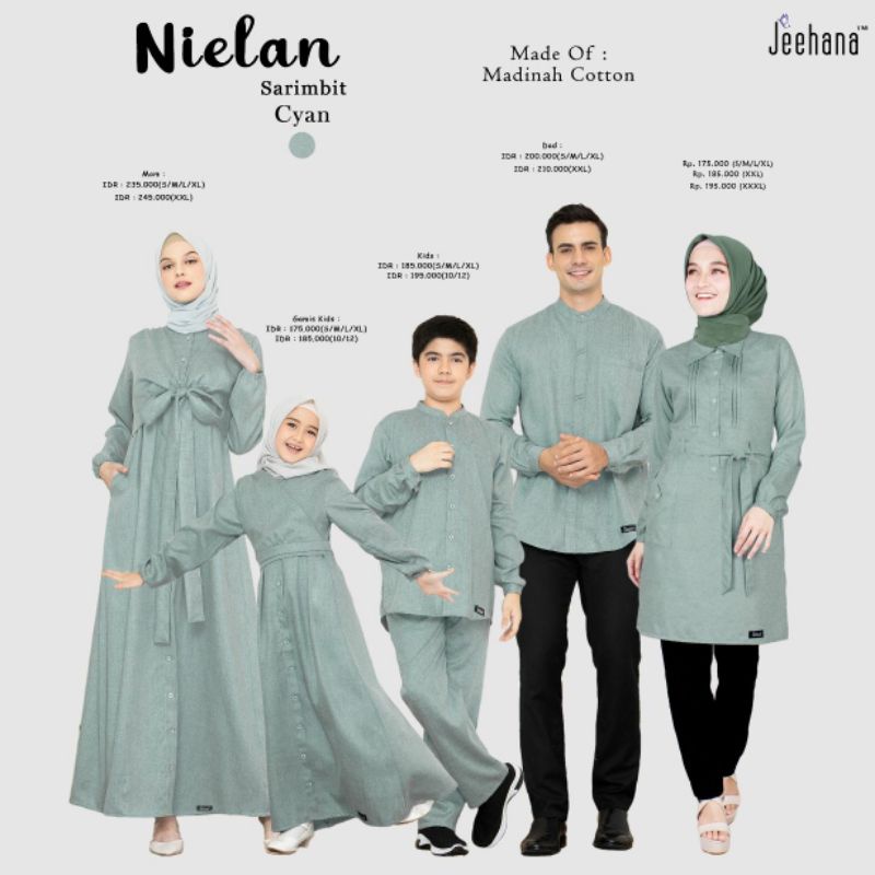 baju couple sarimbit tunik keluarga lebaran 2023 family set muslim terbaru neilan jhn