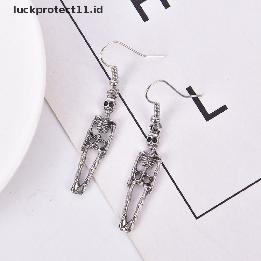 /Fashion Hot// Fashion// Vintage Skeleton Skull Menjuntai Anting Untuk Wanita Perhiasan Pesta Halloween Hadiah.