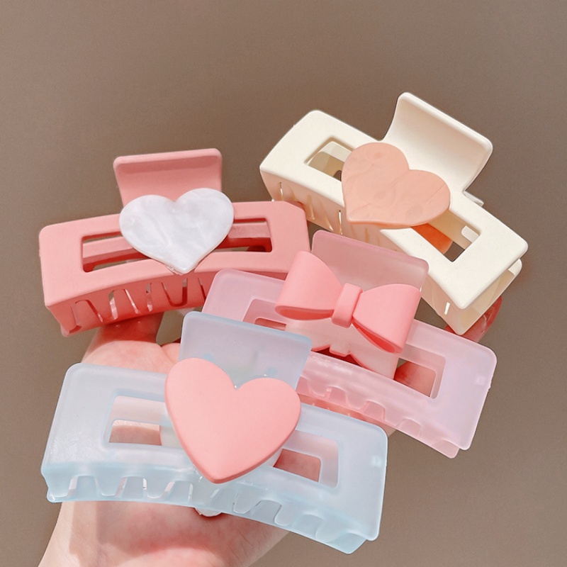Korea Love Jepit Rambut Besar Pink Lovely Frosted Hairpin