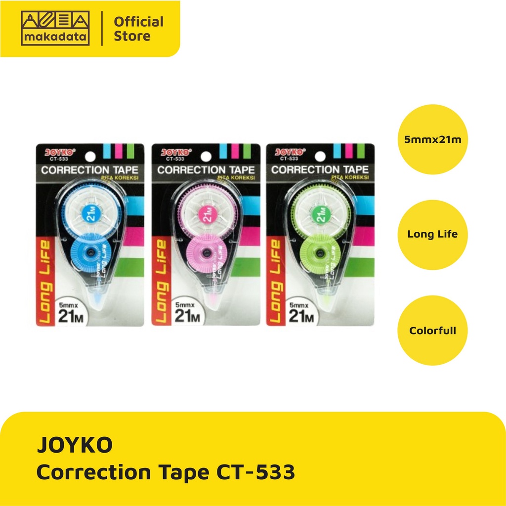 

STIPO KERTAS / TIP-EX / CORRECTION TAPE JOYKO CT-533 MURAH