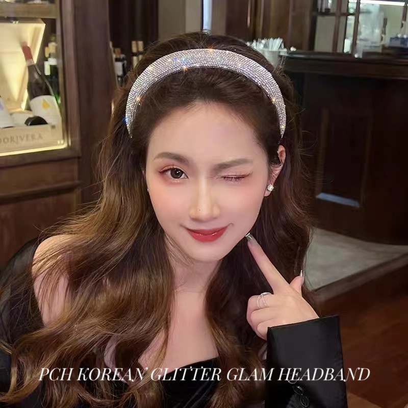 PCH Korean Glitter Glam Headband / Bando Bantal Korea Glitter Silver Premium Quality