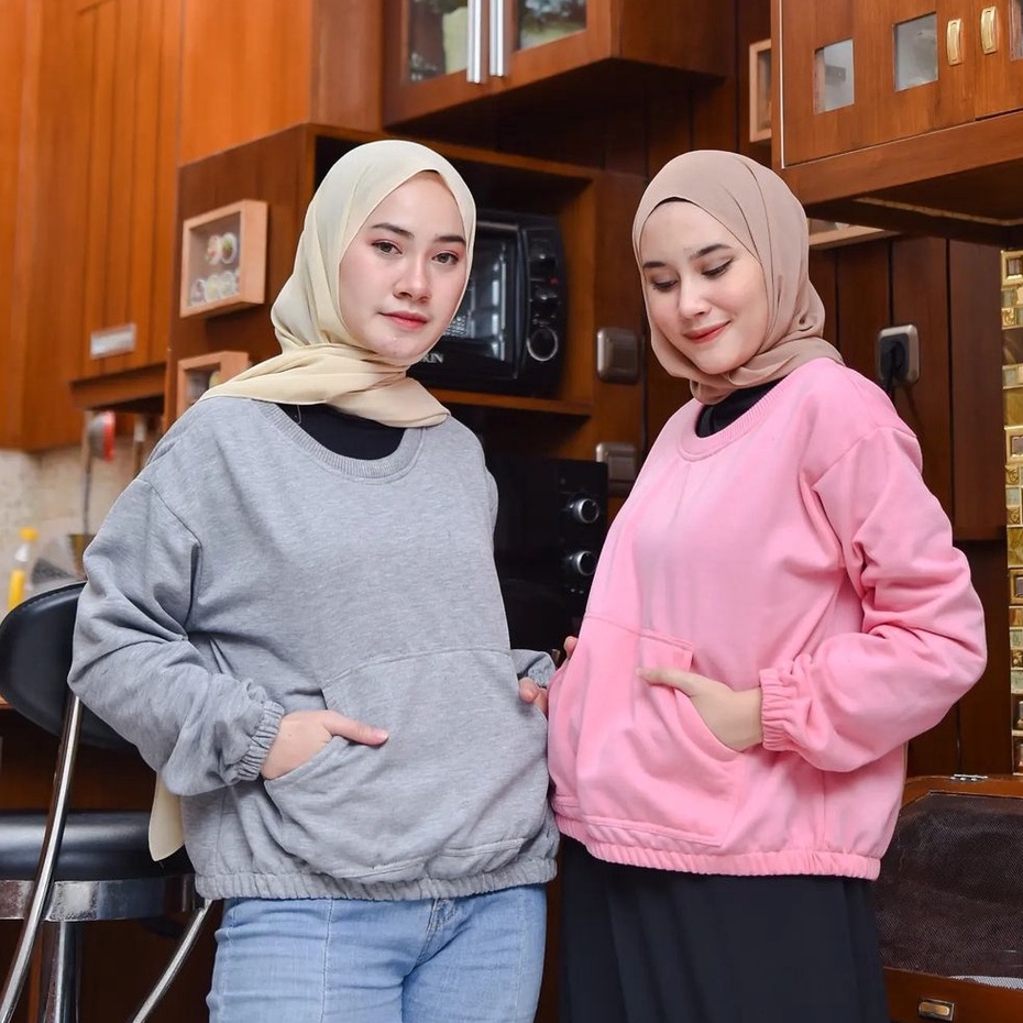 Sweater Sunwo Croope Outer Wanita Trendy Simple