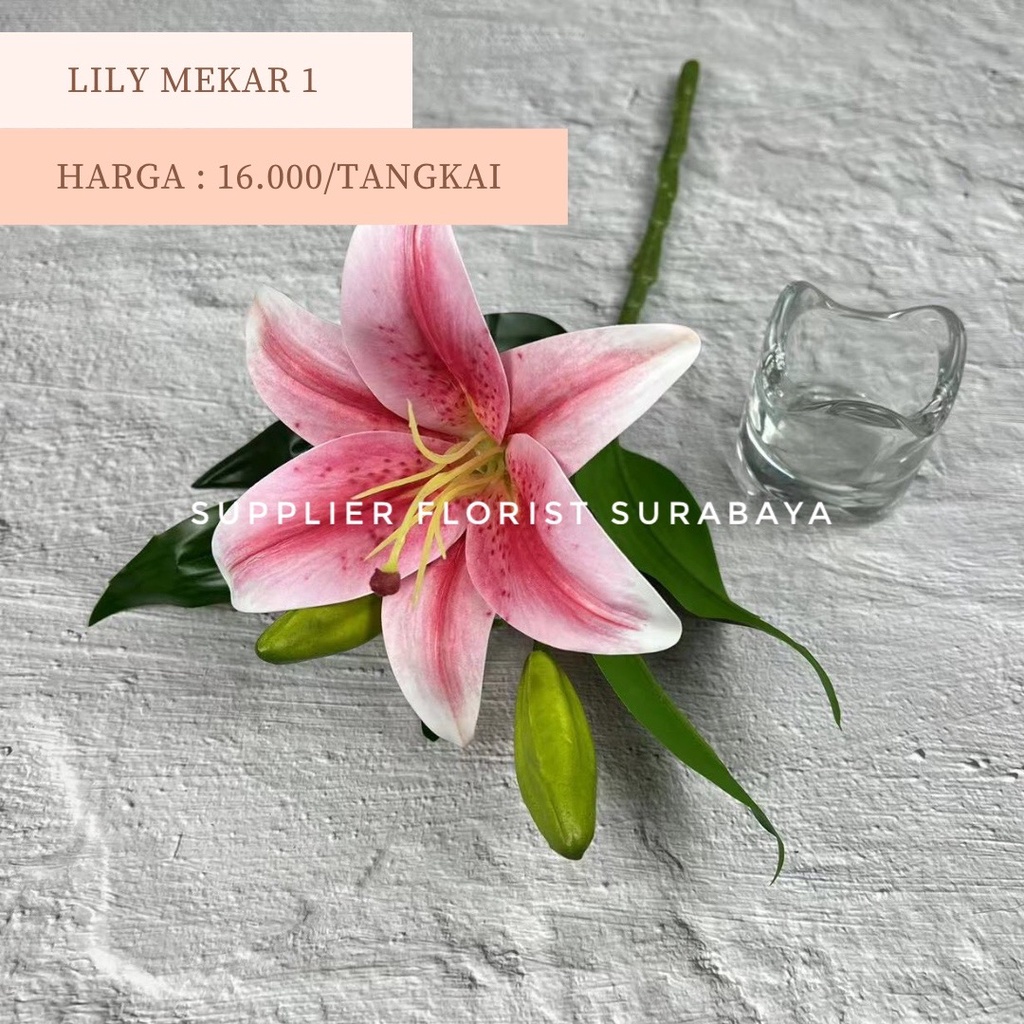 KEPALA LILY KEPALA BUNGA LILY BUNGA PALSU LILY REAL TOUCH MIRIP ASLI LILY LATEX ARTIFICIAL FLOWER BUNGA HIAS DEKORASI DECORATION DIY BUKET BUNGA FLORIST