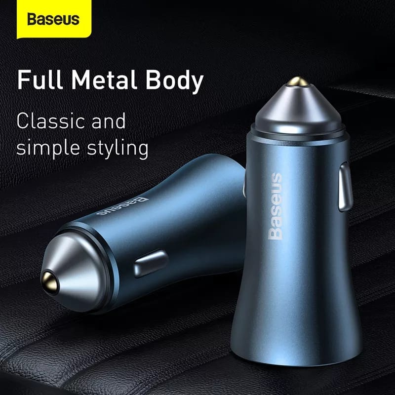 BASEUS CAR CHARGER 40W DUAL USB FAST CHARGER METAL ALUMINIUM