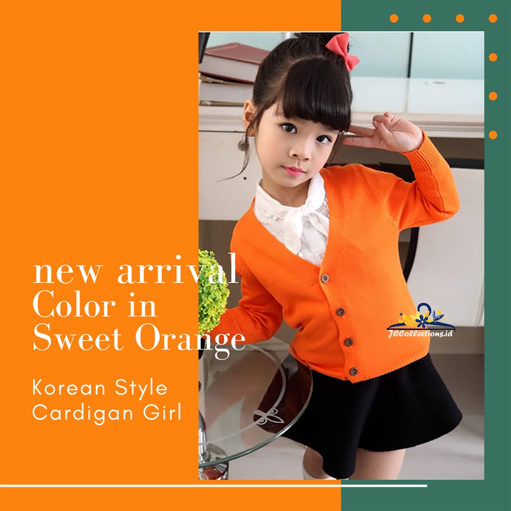 Cardigan Anak Rajut Perempuan Orange Umur 6 - 12 Thn LD 78 cm - Lionna Kardi Kids - JCCollections