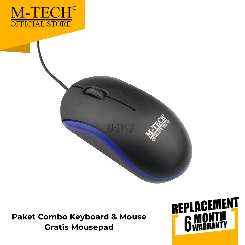 Paket Combo Keyboard dan Mouse USB Kabel Gratis Mousepad Bisa Smartphone M-Tech Original