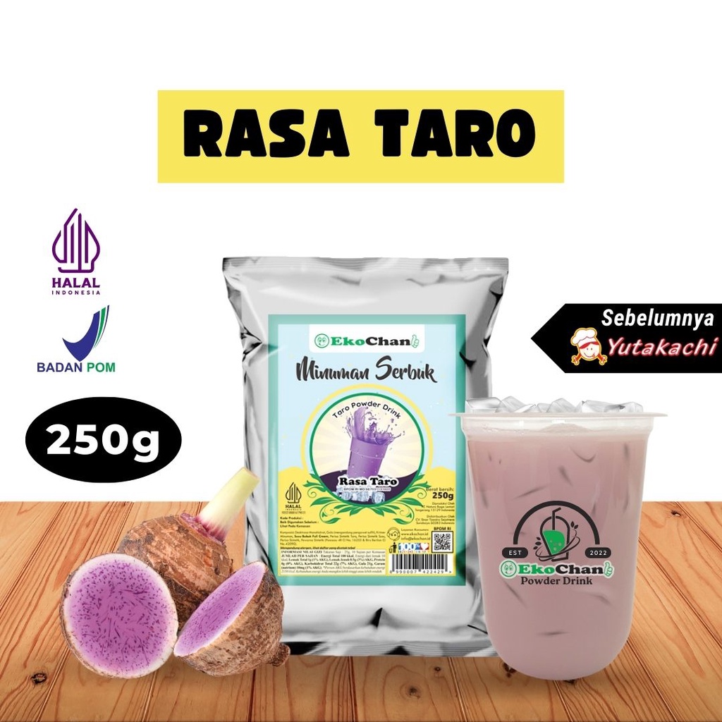 

Bubuk Minuman Taro 250 Gram EkoChan / Powder Drink Aneka Rasa / Bubuk Minuman Kekinian / Serbuk Minuman / Bubble Drink