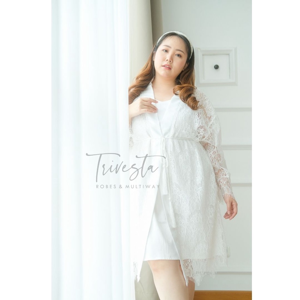 [BIG SIZE] Milaca Robe- FAE Collection- Kimono Pengantin Brokat Renda Bride Robe Wedding Robe