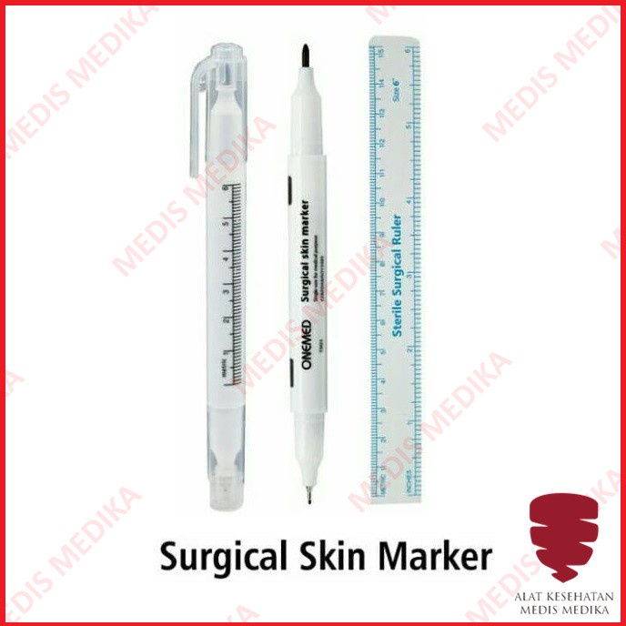 Surgical Skin Marker Set Onemed Pulpen Pen Ruler Spidol Kulit Penanda Operasi