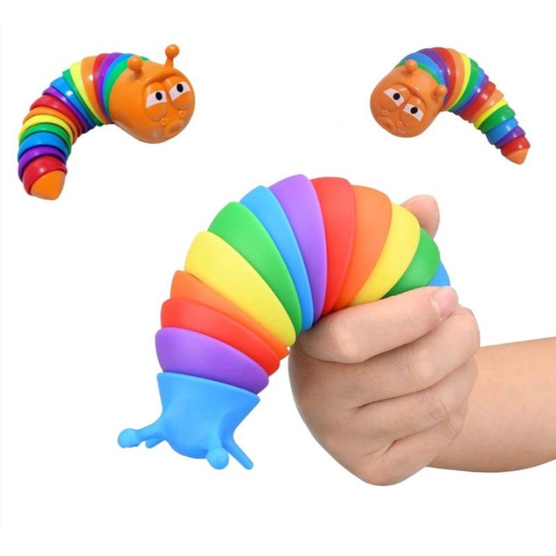 Mainan 3D Finger Slut Ulat Mainan LED Nyala Pereda Stres
