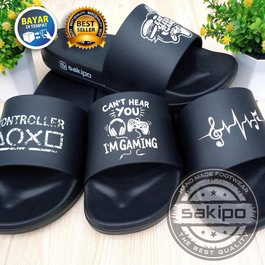 PROMO 1.1 MANTUL SALE !! SANDAL DISTRO TERBARU PRIA DEWASA REMAJA SLIDE HITAM TRENDI KEKINIAN RINGAN NYAMAN DIPAKAI / SAKIPO