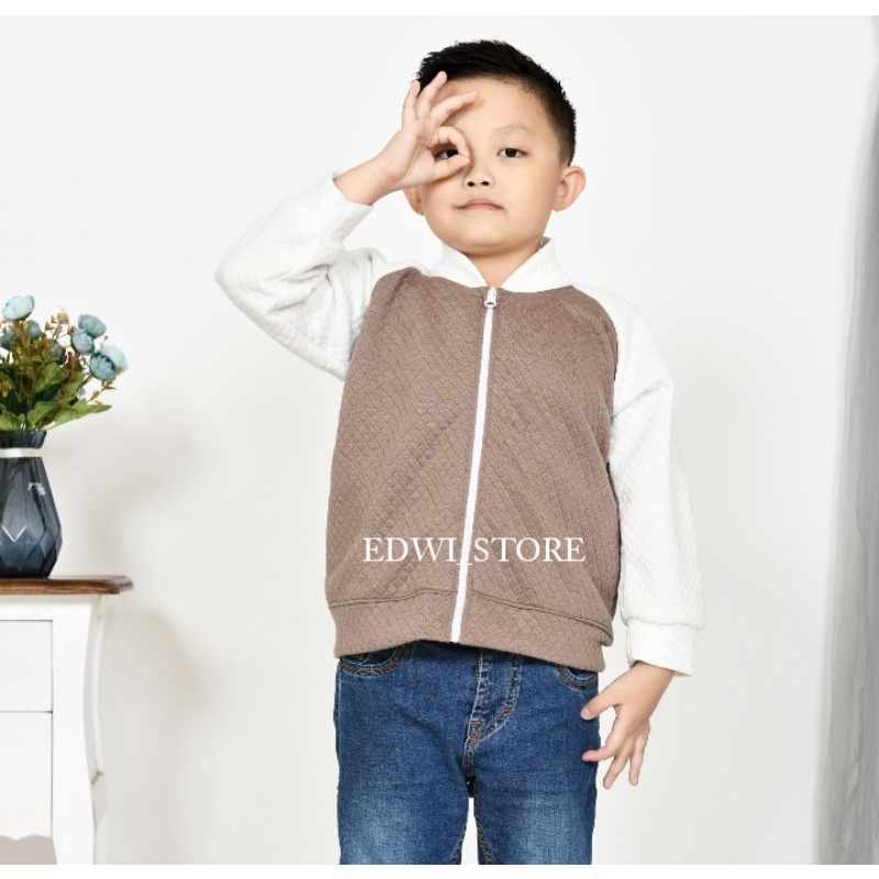 Jaket Anak Slebew Combinasi  Bahan Diamon Knit - Jacket Anak Laki-laki Jacker Anak Perempuan  1-6 thn