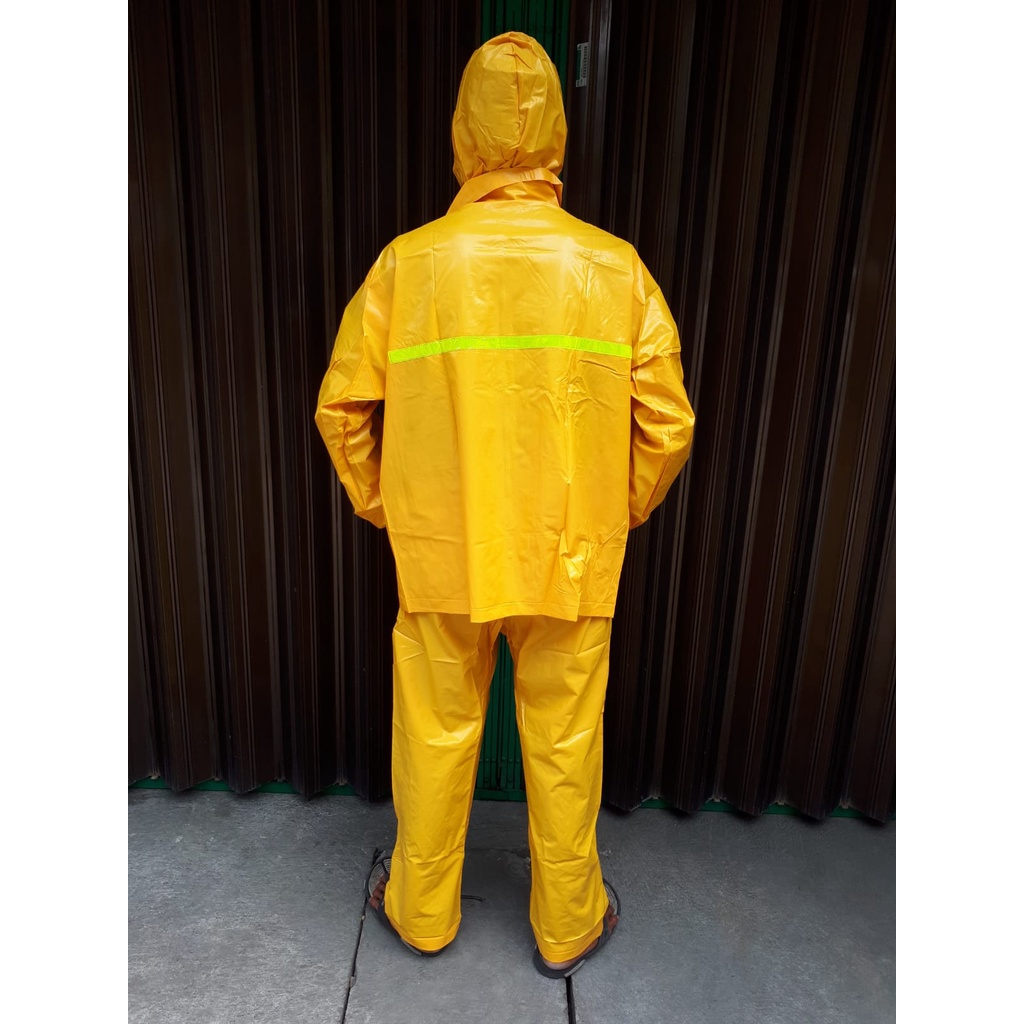 Jas Hujan Setelan  Proyek Warna Kuning Merk Dolphin