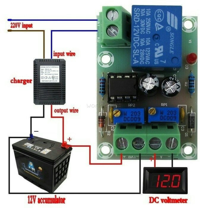 Modul Control Otomatis Charger Battery Accu Aki 12V