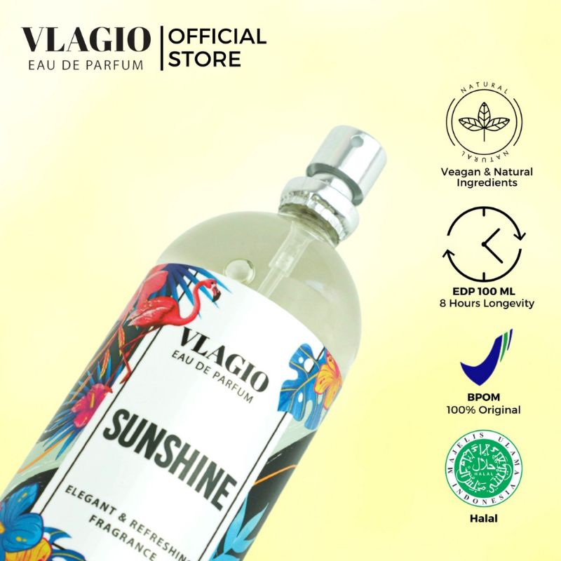 VLAGIO Eau De Parfume 110 mL Parfum Dengan Tema Summer Vibes | Cheery Blossom / Sunshine / Velove | 100% Original BPOM