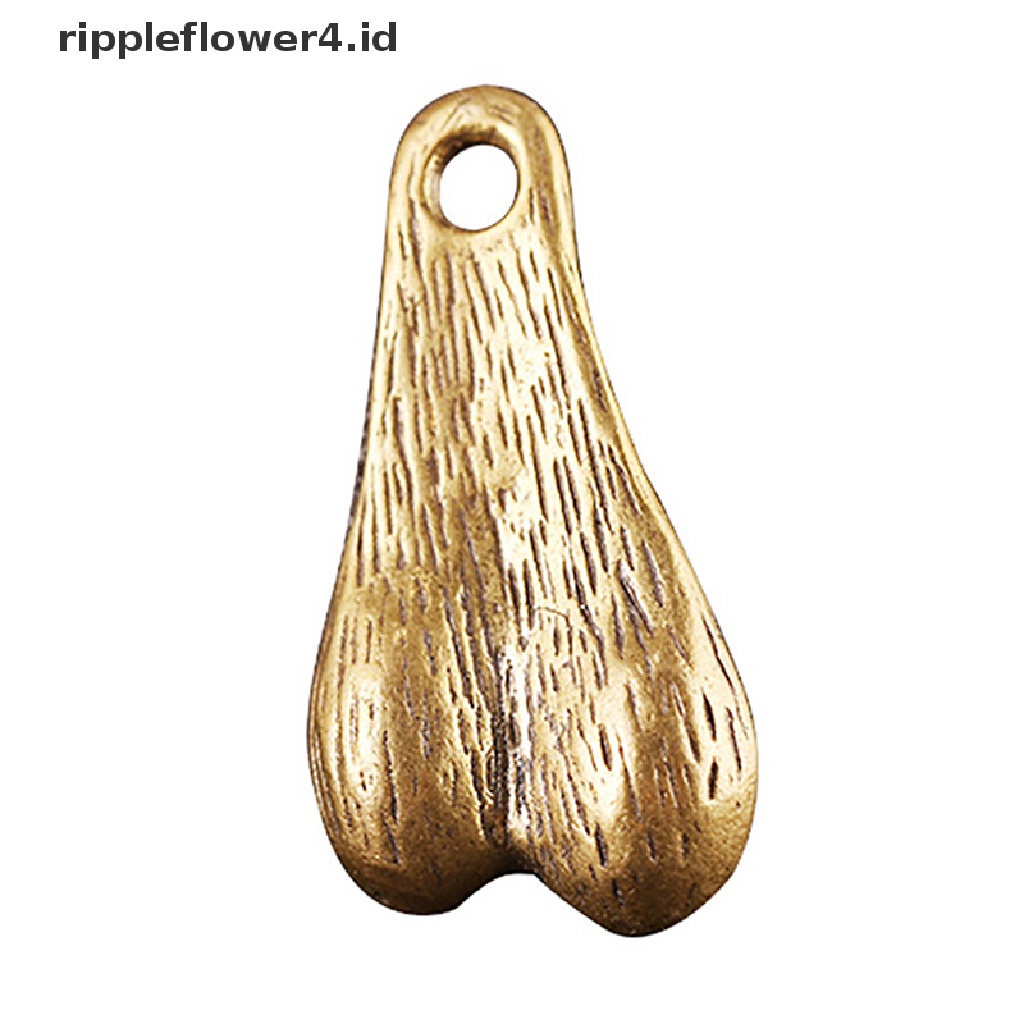 {rippleflower4.id} Liontin Pria Testicles Kuningan Padat Untuk Gantungan Kunci Trendy Balls Keyring~