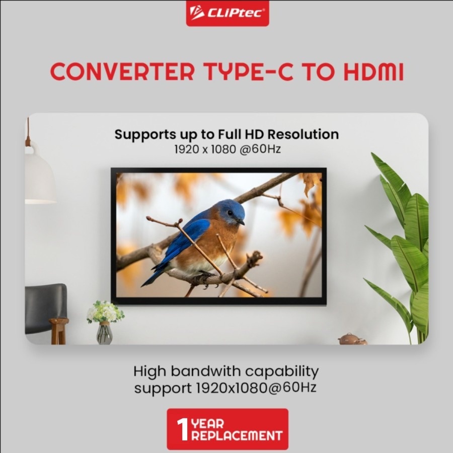 Converter CLIPtec CL-CC CH TYPE-C To HDMI Adapter Full HD