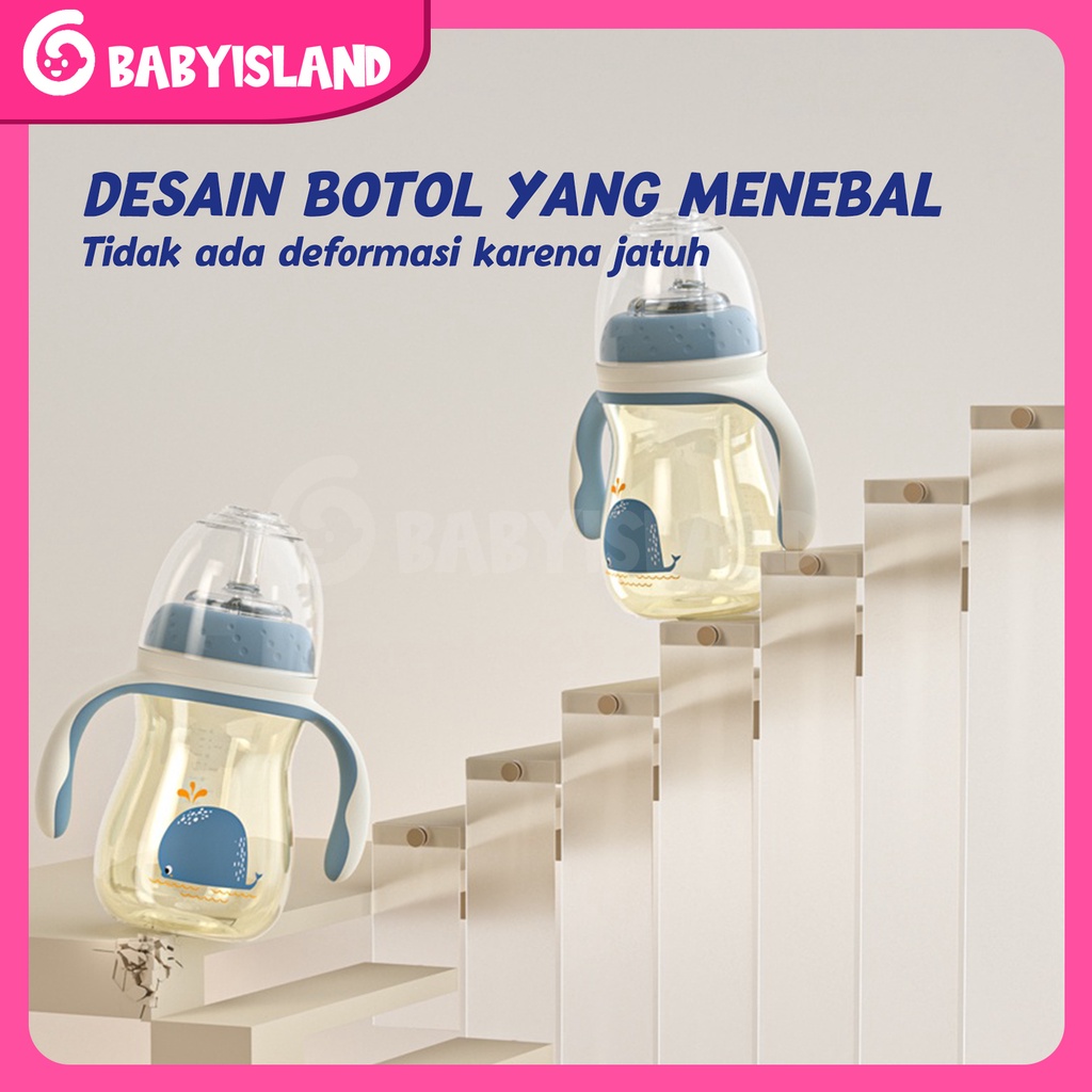 1 Cangkir 3 Botol Susu Bayi PPSU | Bayi Baru Lahir Feeding Bottle | Botol Minum Dot Anti Kolik Bayi | Anti Jatuh dan Anti Tersedak 240 ml &amp; 300 ml