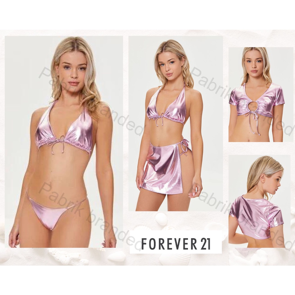 pabrik branded forever21 f21 swimwear metalic 4 in 1 bikini baju renang wanita dewasa sexy murah gro