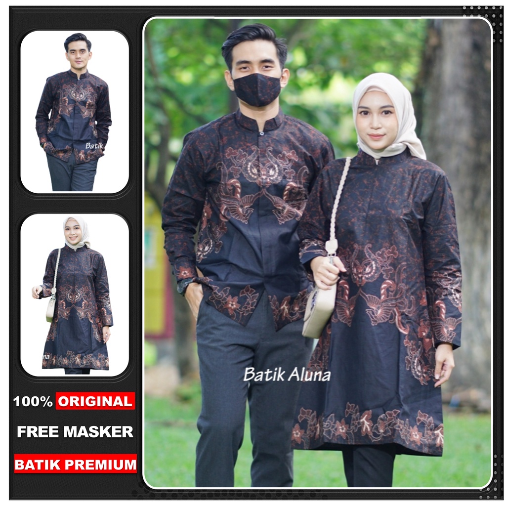 Batik Couple Modern Pasangan Untuk Kondangan Bahan Katun Premium Batik Wanita Dan Pria BY FASHION BATIK ALUANA