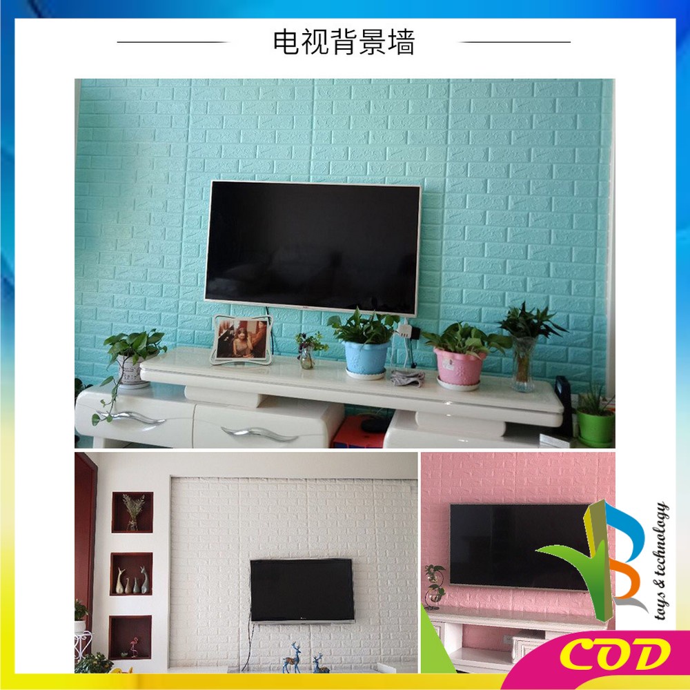 RB-C55-58 Wallpaper Dinding 3D Wall Sticker Foam Batu Bata Walpaper Dinding Murah WallSticker Kayu