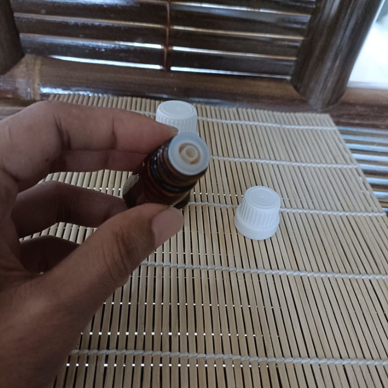 Botol kaca 5ml tutup filler tetes segel / essential oil / droper sealed -5ml amber tebal