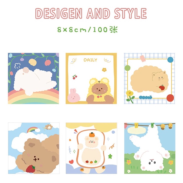 Dancing Bear Memo Pad / Memo Note / Sticky Notes Karakter Lucu / Sticky Notes Post It Notes Memo Pad Lucu Korea