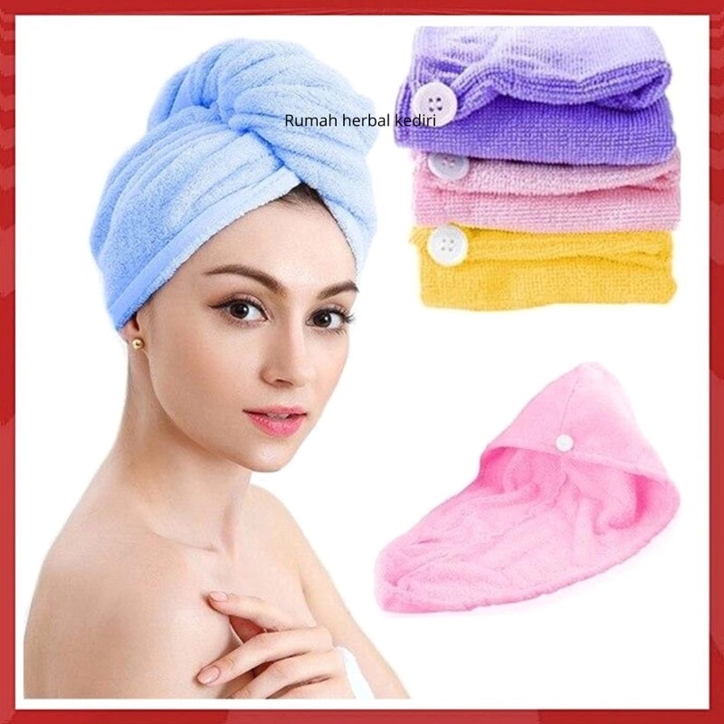 Handuk Keramas Pengering Rambut Microfiber / Hair Drying Towel Cap Handuk