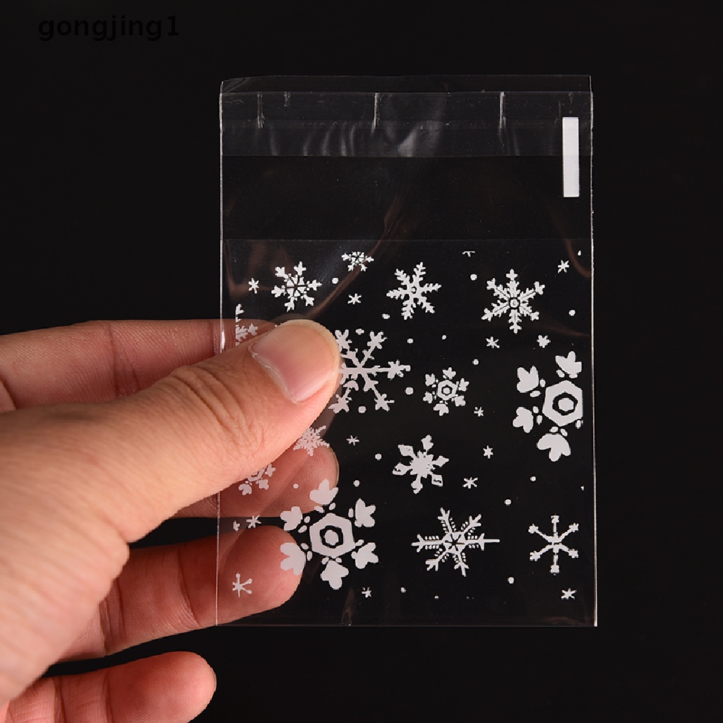 Ggg 100 Pcs Natal Snowflake Cellophane Pesta Traktir Cooky Permen Biskuit Hadiah Tas ID