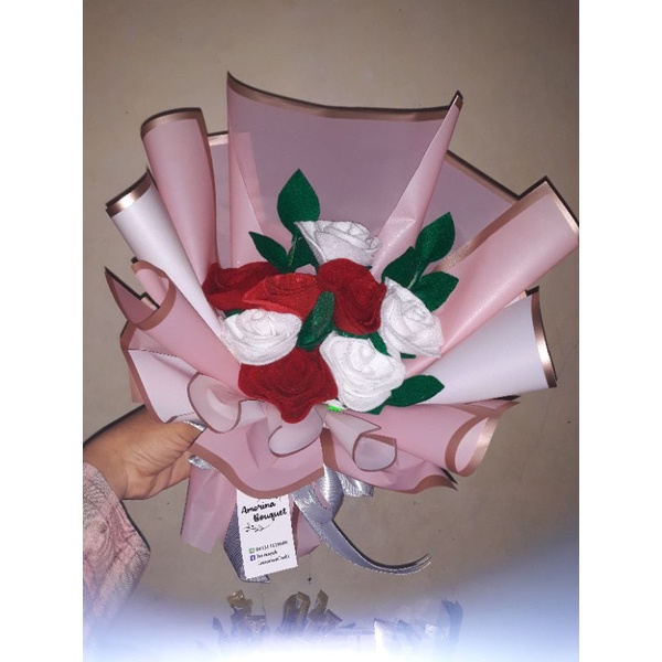 Murah! buket bunga mawar kain flanel termurah